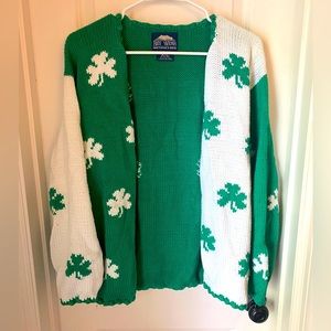 Vintage Shamrock Cardigan Rey Wear 100% Cotton